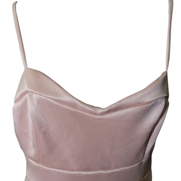 Asos Elegant Pink Satin Spaghetti Strap Wrap Dress Size 14 - Picture 5 of 11